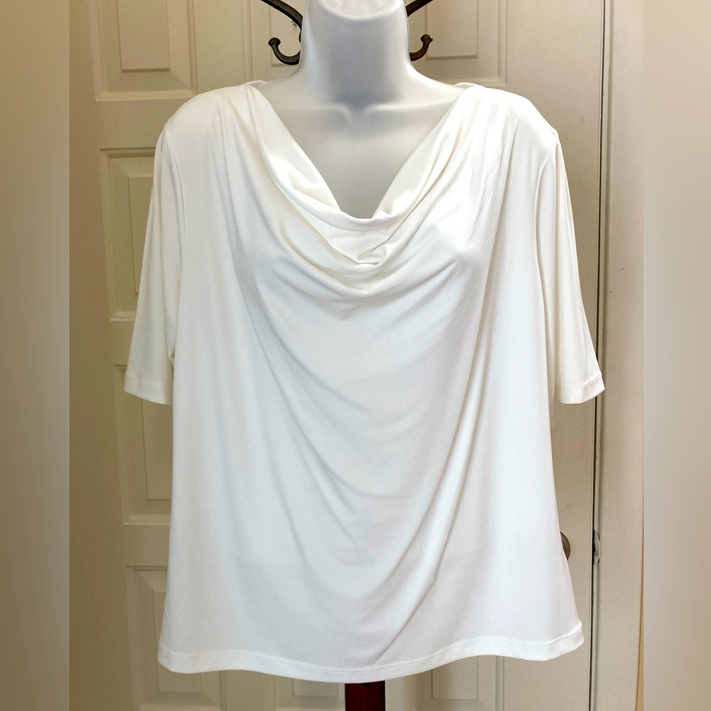 Jones New York cream top with 1/2 sleeves, Size PL